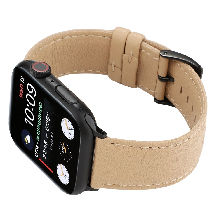 Lisslune | For Apple Watch Series 9&8&7 41mm / SE 3&SE 2&6&SE&5&4 40mm / 3&2&1 38mm Cowhide texture watch strap (Khaki)