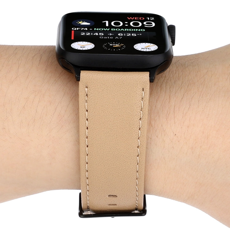 Lisslune | For Apple Watch Series 9&8&7 41mm / SE 3&SE 2&6&SE&5&4 40mm / 3&2&1 38mm Cowhide texture watch strap (Khaki)