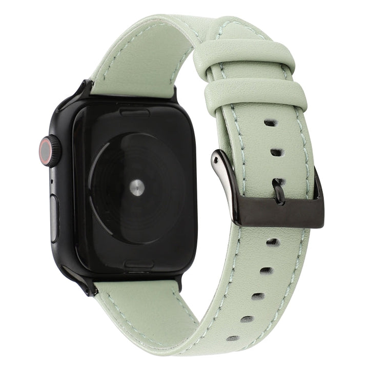Lisslune | For Apple Watch Series 9&8&7 41mm / SE 3&SE 2&6&SE&5&4 40mm / 3&2&1 38mm Cowhide Texture Watch Band (Green)