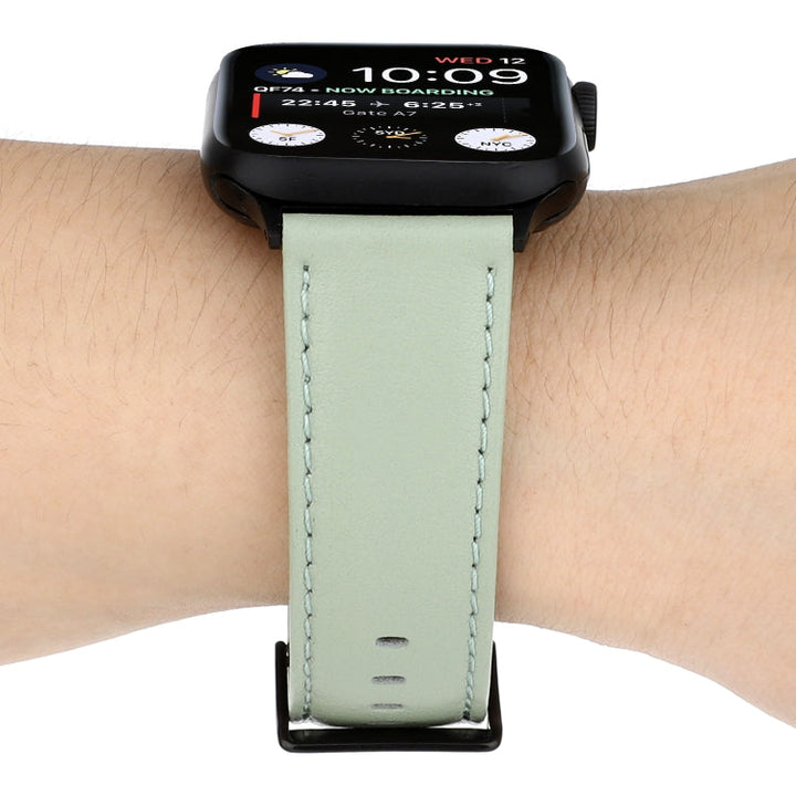 Lisslune | For Apple Watch Series 9&8&7 41mm / SE 3&SE 2&6&SE&5&4 40mm / 3&2&1 38mm Cowhide Texture Watch Band (Green)