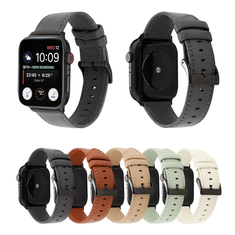 Lisslune | For Apple Watch Series 9&8&7 41mm / SE 3&SE 2&6&SE&5&4 40mm / 3&2&1 38mm Cowhide Texture Watch Band (Green)