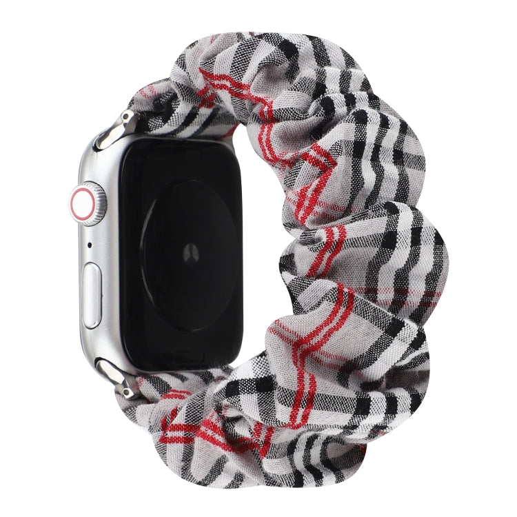 Lisslune | For Apple Watch Series 9&8&7 41mm / SE 3&SE 2&6&SE&5&4 40mm / 3&2&1 38mm Fabric + Stainless Steel Haarring Watch Band (Gray Grid)