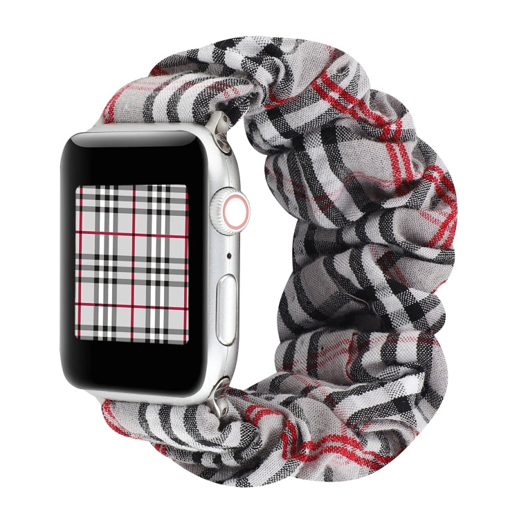 Lisslune | For Apple Watch Series 9&8&7 41mm / SE 3&SE 2&6&SE&5&4 40mm / 3&2&1 38mm Fabric + Stainless Steel Haarring Watch Band (Gray Grid)