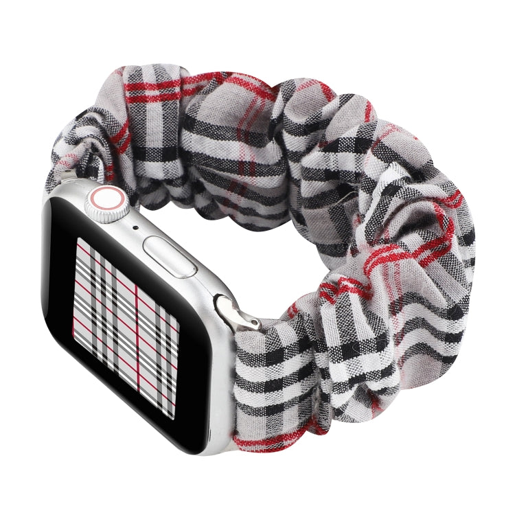 Lisslune | For Apple Watch Series 9&8&7 41mm / SE 3&SE 2&6&SE&5&4 40mm / 3&2&1 38mm Fabric + Stainless Steel Haarring Watch Band (Gray Grid)