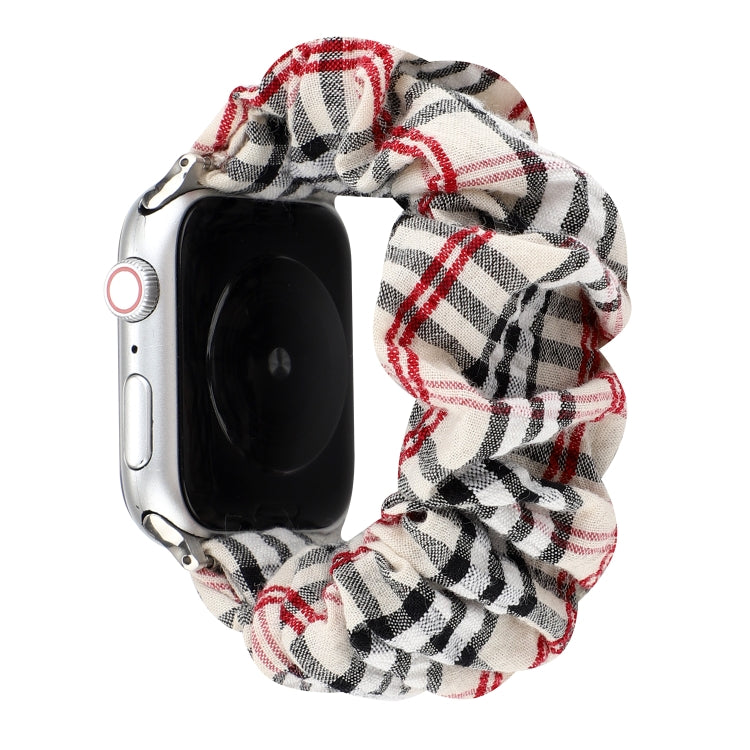 Lisslune | For Apple Watch Ultra 49mm&Watch Ultra 2 49mm / Series 9&8&7 45mm / SE 3&SE 2&6&SE&5&4 44mm / 3&2&1 42mm Fabric + Stainless Steel Hoop Watch Band (White Grid)