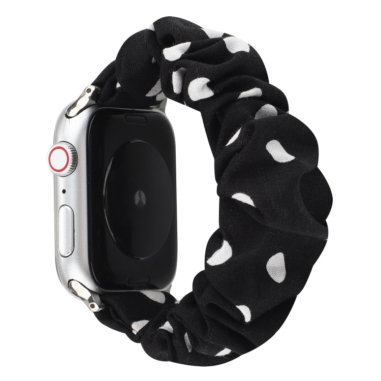 Lisslune | For Apple Watch Series 9&8&7 41mm / SE 3&SE 2&6&SE&5&4 40mm / 3&2&1 38mm Fabric + Stainless Steel Hair Ring Bracelet (Black Spot)