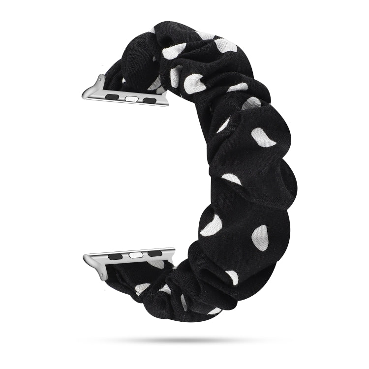 Lisslune | For Apple Watch Series 9&8&7 41mm / SE 3&SE 2&6&SE&5&4 40mm / 3&2&1 38mm Fabric + Stainless Steel Hair Ring Bracelet (Black Spot)
