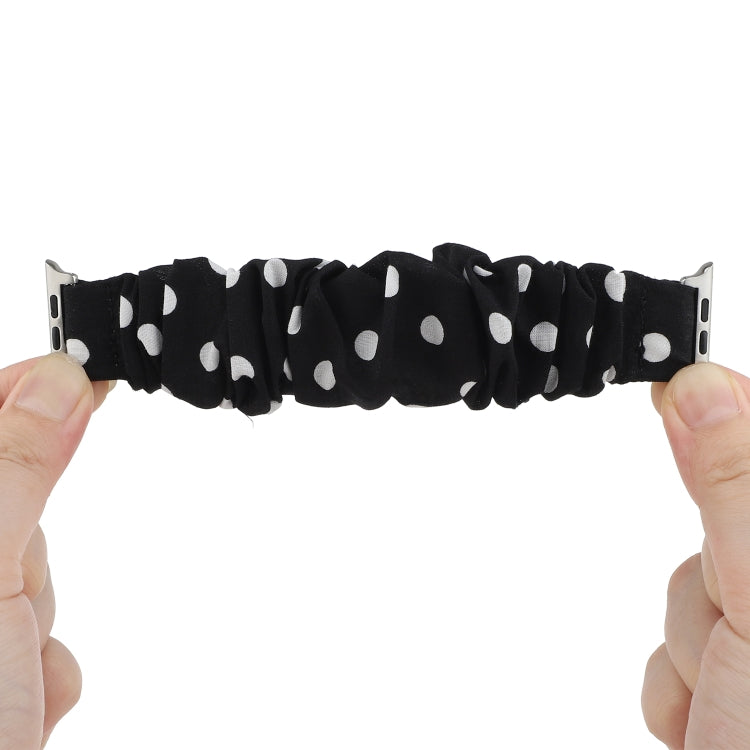 Lisslune | For Apple Watch Series 9&8&7 41mm / SE 3&SE 2&6&SE&5&4 40mm / 3&2&1 38mm Fabric + Stainless Steel Hair Ring Bracelet (Black Spot)