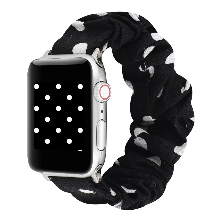 Lisslune | For Apple Watch Series 9&8&7 41mm / SE 3&SE 2&6&SE&5&4 40mm / 3&2&1 38mm Fabric + Stainless Steel Hair Ring Bracelet (Black Spot)