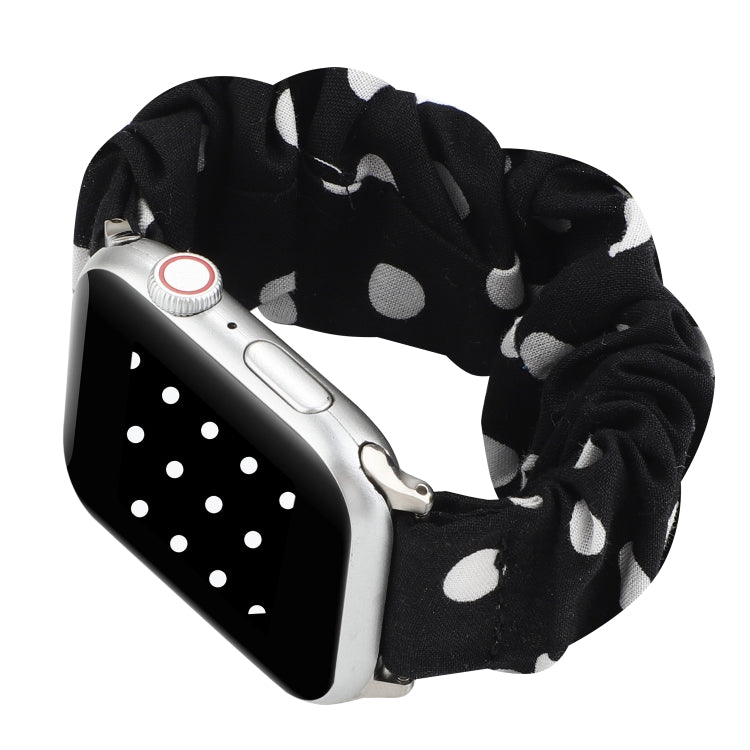Lisslune | For Apple Watch Series 9&8&7 41mm / SE 3&SE 2&6&SE&5&4 40mm / 3&2&1 38mm Fabric + Stainless Steel Hair Ring Bracelet (Black Spot)