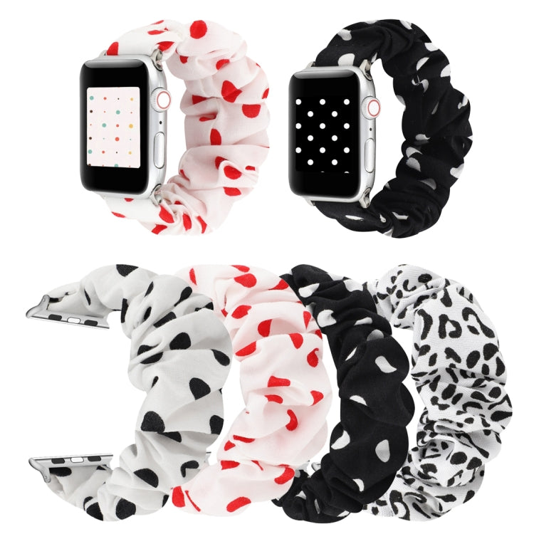 Lisslune | For Apple Watch Series 9&8&7 41mm / SE 3&SE 2&6&SE&5&4 40mm / 3&2&1 38mm Fabric + Stainless Steel Hair Ring Bracelet (Black Spot)