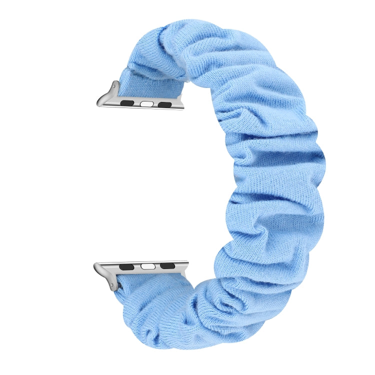 Lisslune | For Apple Watch Series 9&8&7 41mm / SE 3&SE 2&6&SE&5&4 40mm / 3&2&1 38mm Fabric + Stainless Steel Hair Ring Watch Band (Blue)