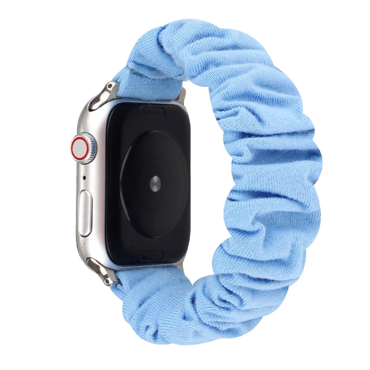 Lisslune | For Apple Watch Series 9&8&7 41mm / SE 3&SE 2&6&SE&5&4 40mm / 3&2&1 38mm Fabric + Stainless Steel Hair Ring Watch Band (Blue)