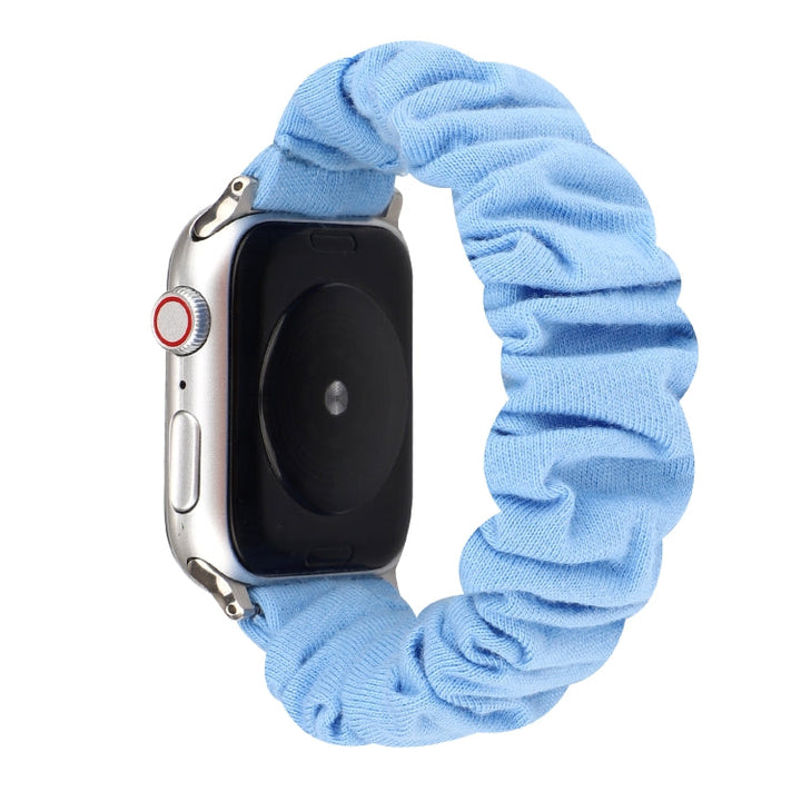 Lisslune | For Apple Watch Series 9&8&7 41mm / SE 3&SE 2&6&SE&5&4 40mm / 3&2&1 38mm Fabric + Stainless Steel Hair Ring Watch Band (Blue)