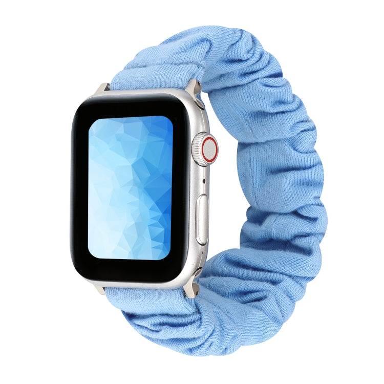 Lisslune | For Apple Watch Series 9&8&7 41mm / SE 3&SE 2&6&SE&5&4 40mm / 3&2&1 38mm Fabric + Stainless Steel Hair Ring Watch Band (Blue)