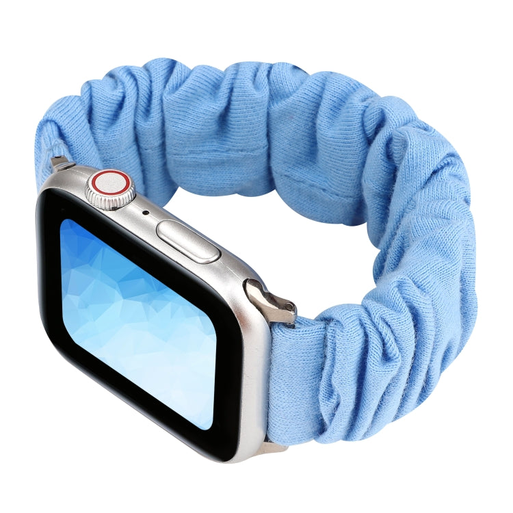 Lisslune | For Apple Watch Series 9&8&7 41mm / SE 3&SE 2&6&SE&5&4 40mm / 3&2&1 38mm Fabric + Stainless Steel Hair Ring Watch Band (Blue)
