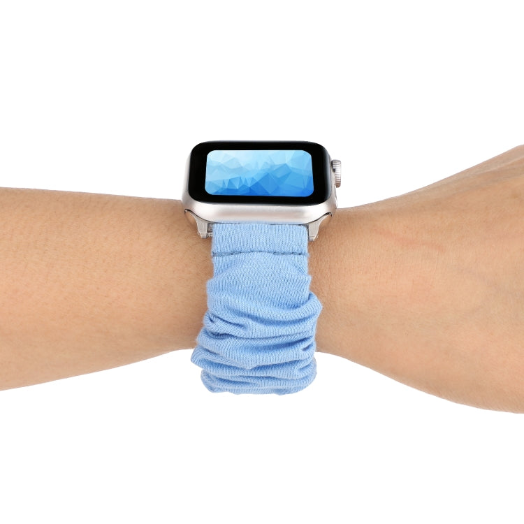 Lisslune | For Apple Watch Series 9&8&7 41mm / SE 3&SE 2&6&SE&5&4 40mm / 3&2&1 38mm Fabric + Stainless Steel Hair Ring Watch Band (Blue)