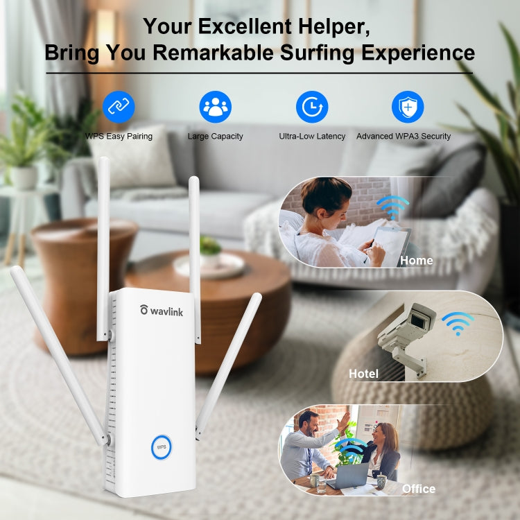 Lisslune | Wavlink AERIAL D4X AX1800Mbps Dual Frequency WiFi Signal Amplifier WiFi6 Extender (US Plug)