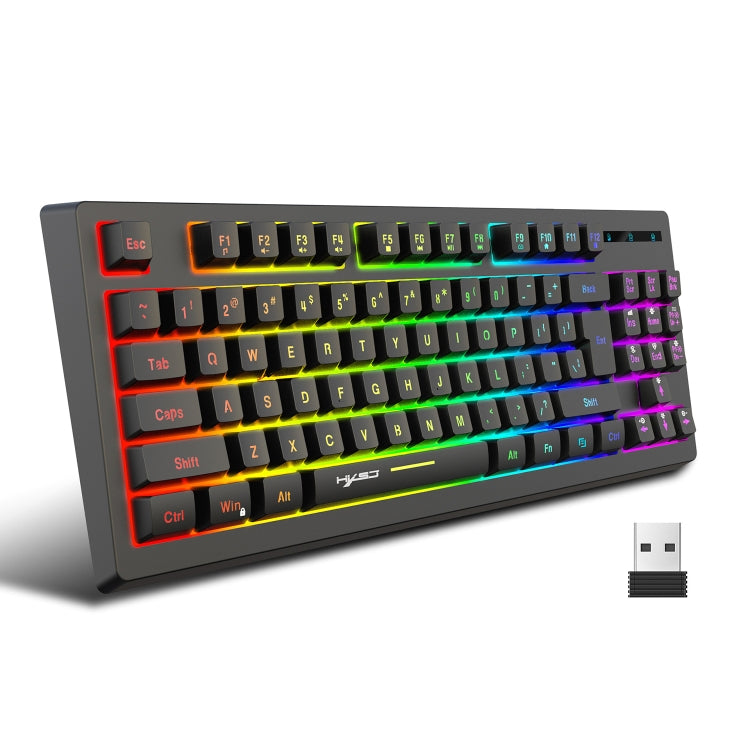 Lisslune | HXSJ L100 87 Keys RGB Backlit Film 2.4G Wireless Keyboard (Black)