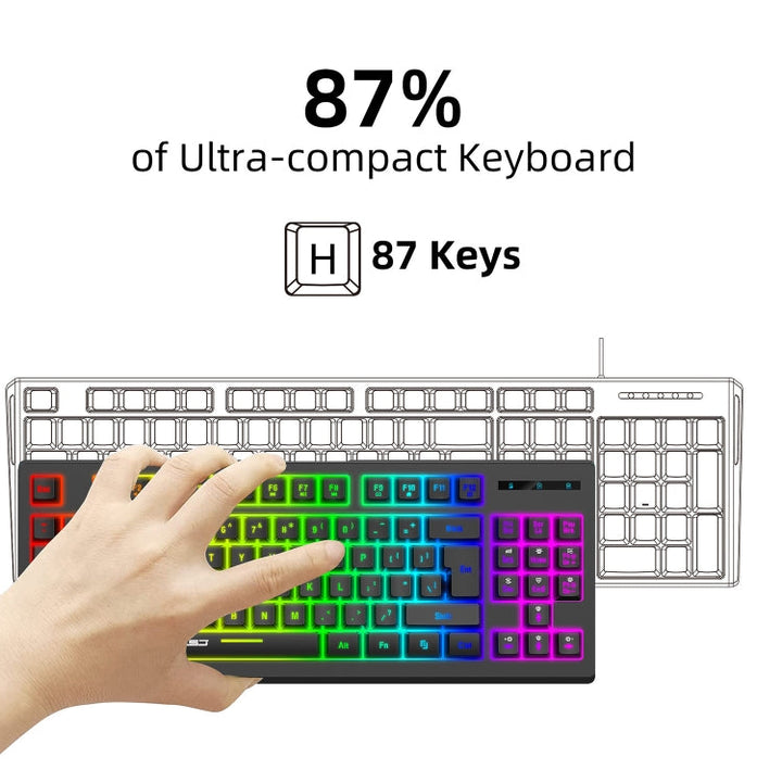 Lisslune | HXSJ L100 87 Keys RGB Backlit Film 2.4G Wireless Keyboard (Black)