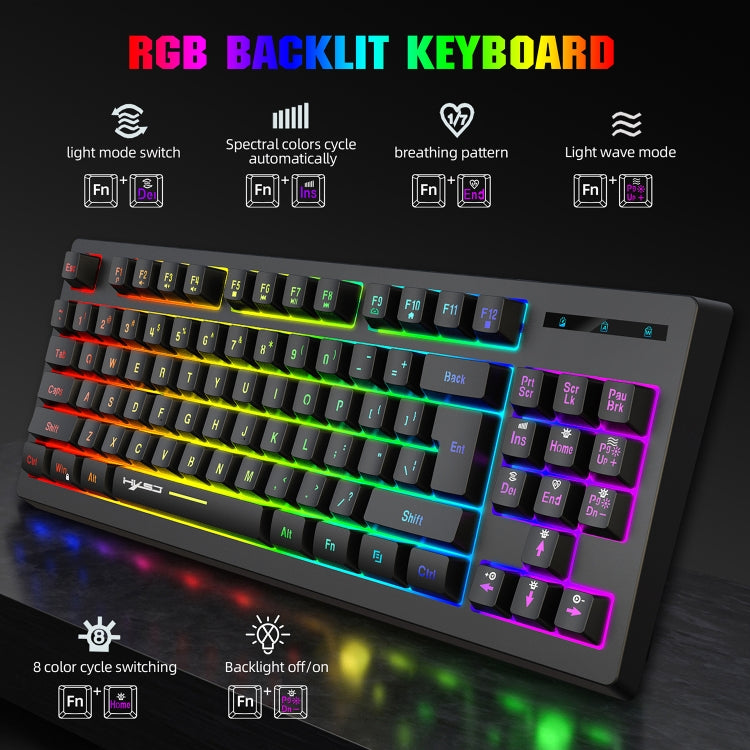 Lisslune | HXSJ L100 87 Keys RGB Backlit Film 2.4G Wireless Keyboard (Black)