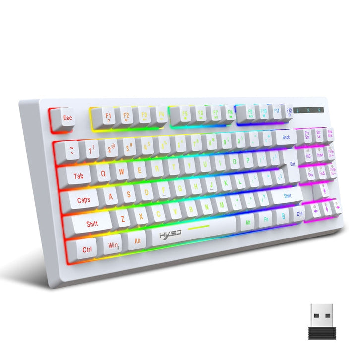 Lisslune | HXSJ L100 87 Keys RGB Backlit Film 2.4G Wireless Keyboard (White)