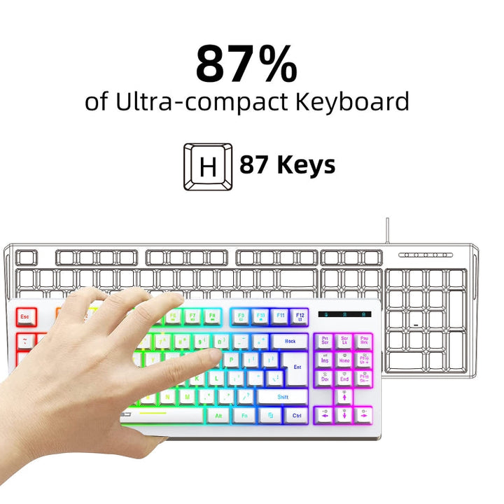 Lisslune | HXSJ L100 87 Keys RGB Backlit Film 2.4G Wireless Keyboard (White)