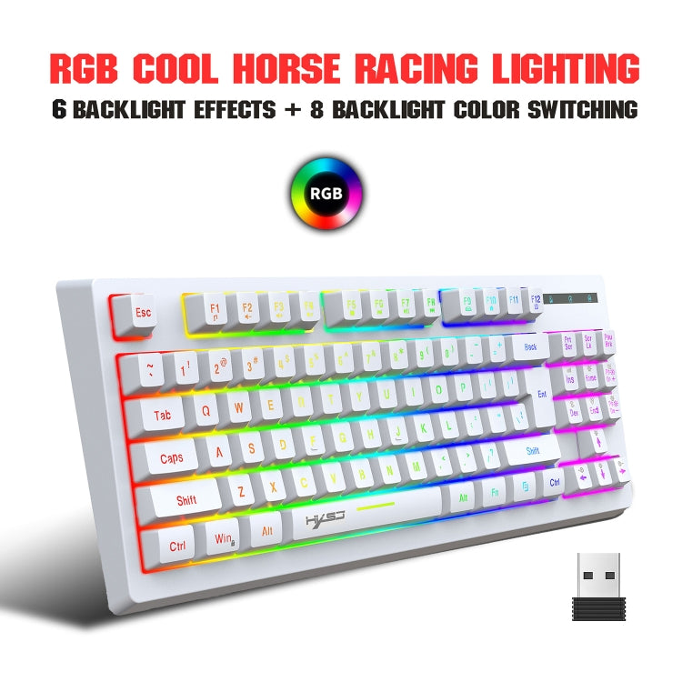 Lisslune | HXSJ L100 87 Keys RGB Backlit Film 2.4G Wireless Keyboard (White)