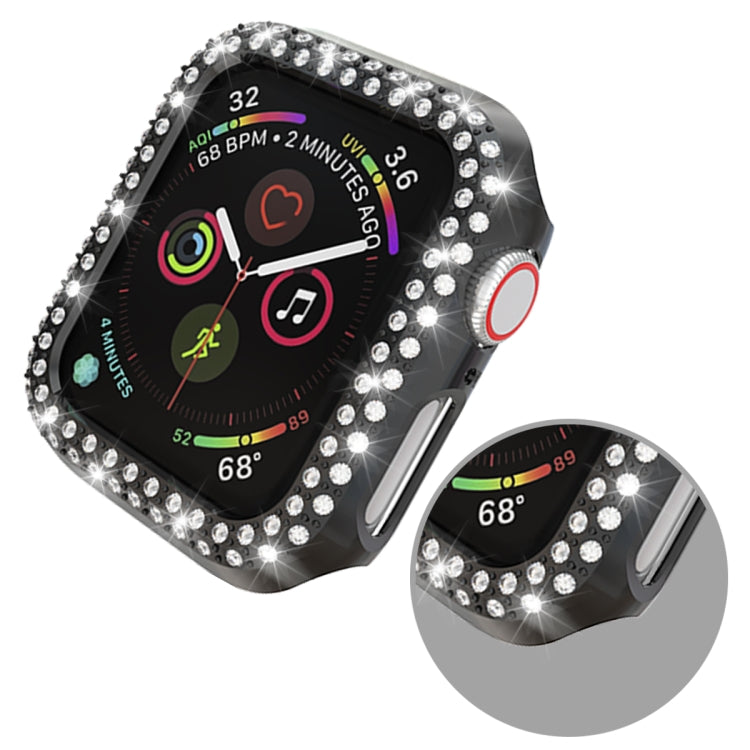 Lisslune | For Apple Watch Series 3 & 2 & 1 38mm Double Row Diamonds PC Protective Case (Black)