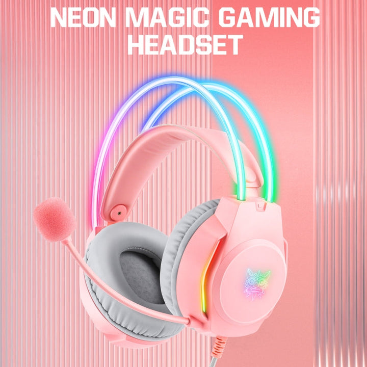 Lisslune | X26 USB+3.5mm RGB Cable Gaming Headset (Pink)