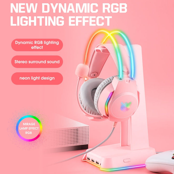 Lisslune | X26 USB+3.5mm RGB Cable Gaming Headset (Pink)