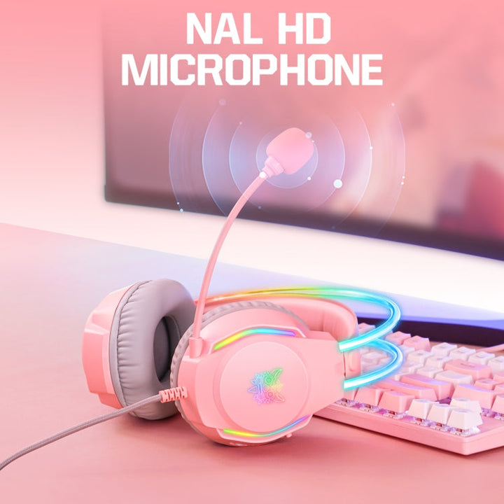 Lisslune | X26 USB+3.5mm RGB Cable Gaming Headset (Pink)