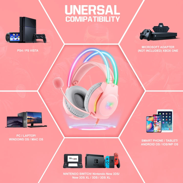 Lisslune | X26 USB+3.5mm RGB Cable Gaming Headset (Pink)