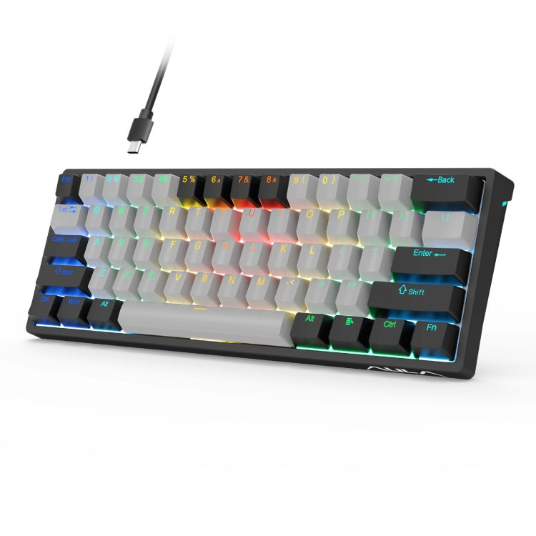 Lisslune | AULA F3261 Type-C Wired Hot Swappable 61 Keys RGB Mechanical Keyboard (Black Grey Tea Shaft)
