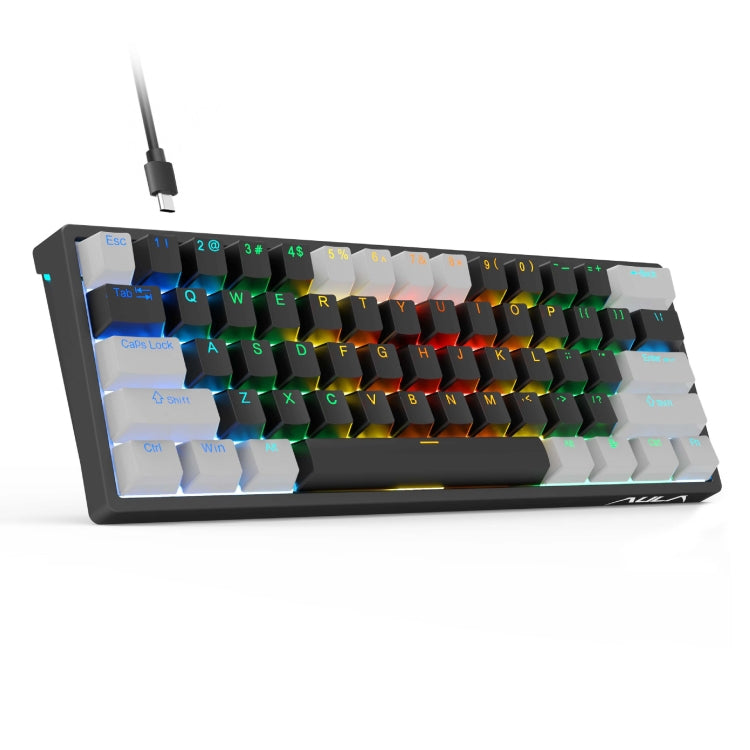 Lisslune | AULA F3261 Type-C Wired Hot Swappable 61 Keys RGB Mechanical Keyboard (Gray Black Green Switch)