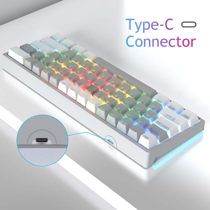 Lisslune | AULA F3261 Type-C Wired Hot Swappable 61 Keys RGB Mechanical Keyboard (White Gray Green Shaft)