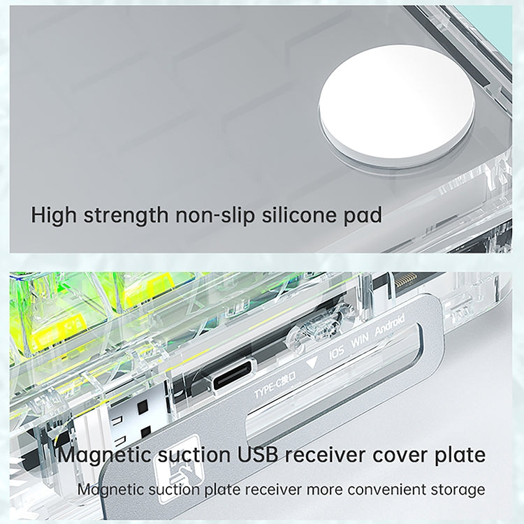 Lisslune | AULA F68 Transparent Custom Wired/Wireless/Bluetooth Three Model RGB Plugable Mechanical Keyboard (White Transparent)