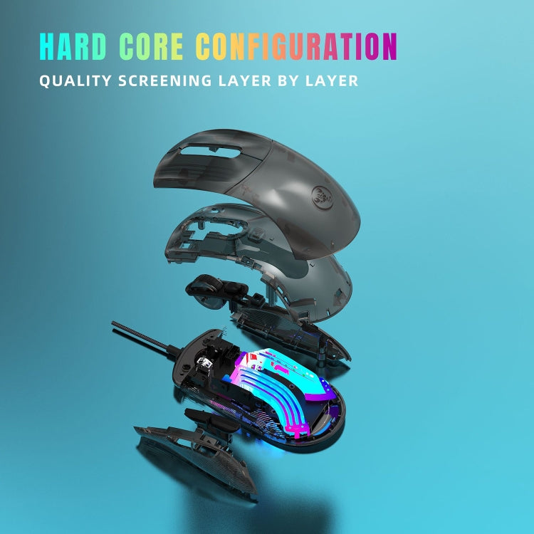 Lisslune | X400 7 Button Transparent RGB Wired Gaming Mouse (Black)