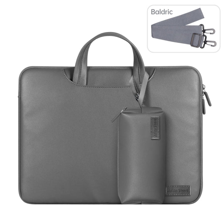 Lisslune | Waterproof PU Laptop Bag Inner Pocket with Power Pack, Size: 13 / 14 Inches (Gray)