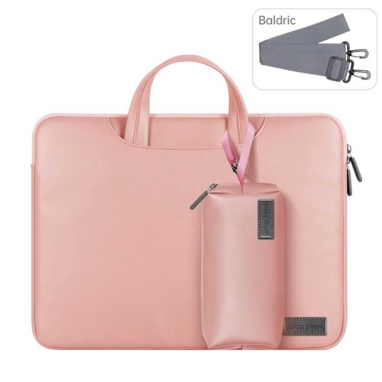 Lisslune | Waterproof PU Laptop Bag Inner Pocket with Power Pack, Size: 13 / 14 inches (Rose Gold)