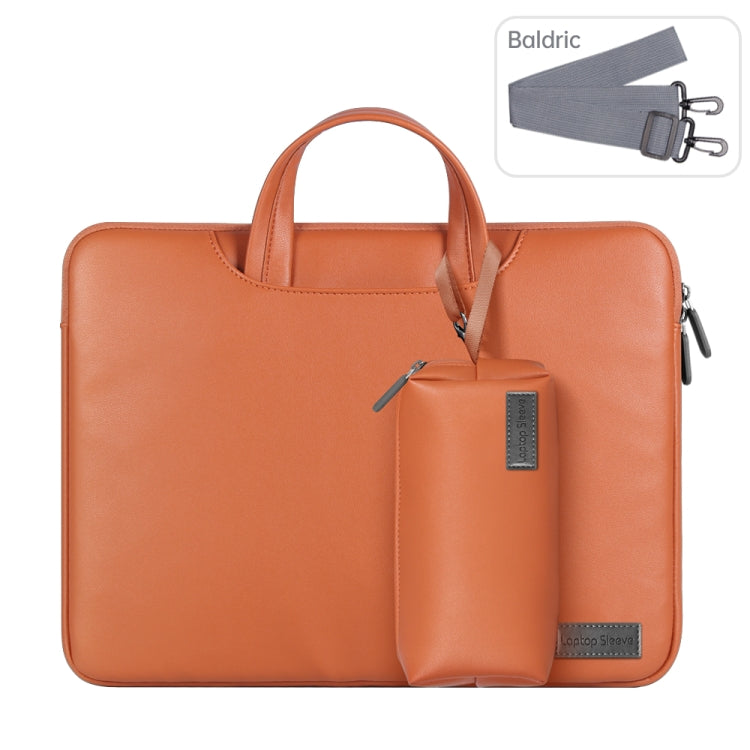 Lisslune | Waterproof PU Laptop Bag Inner Pocket with Power Pack, Size: 15 inches (Brown)