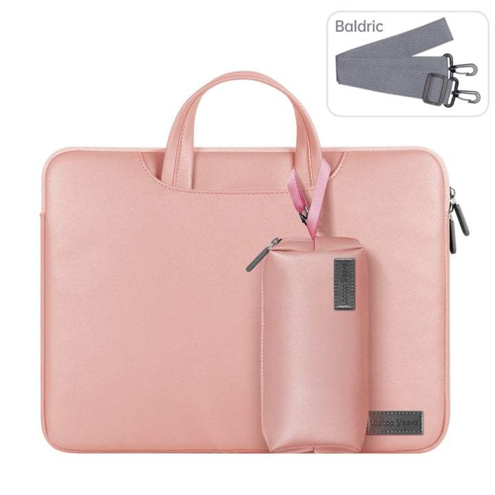 Lisslune | Waterproof PU Laptop Bag Inner Pocket with Power Pack, Size: 15 inches (Rose Gold)