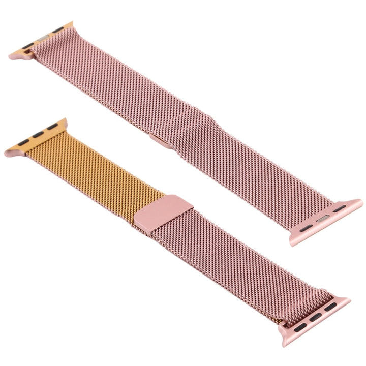 Lisslune | For Apple Watch Series 9&8&7 41mm / SE 3&SE 2&6&SE&5&4 40mm / 3&2&1 38mm Milanese Gradient Stainless Steel Bracelet (Gold+Rose Gold)