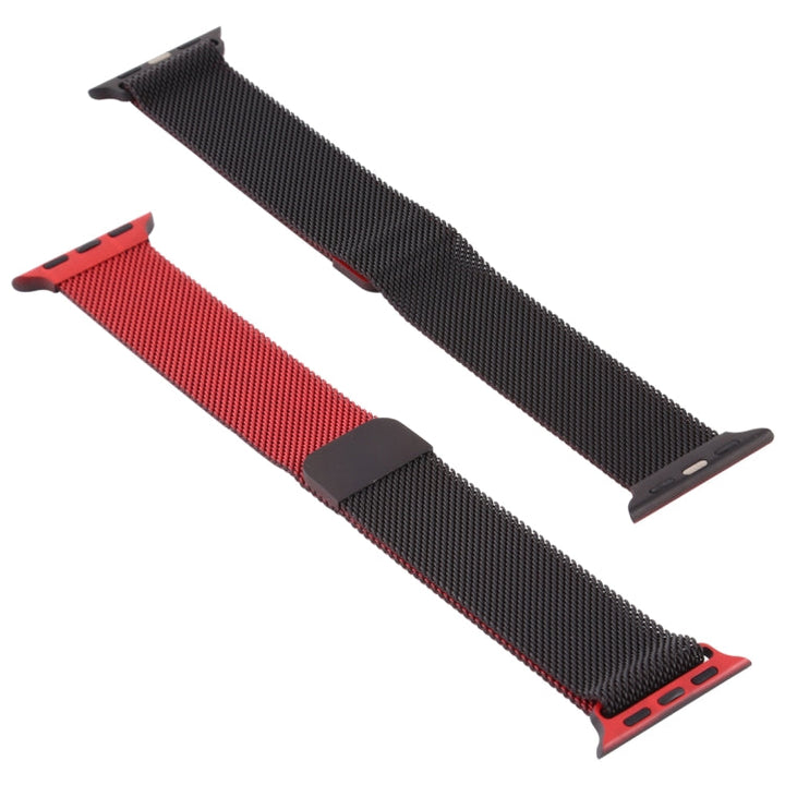 Lisslune | For Apple Watch Series 9&8&7 41mm / SE 3&SE 2&6&SE&5&4 40mm / 3&2&1 38mm Milanese Gradient Stainless Steel Bracelet (Red+Black)