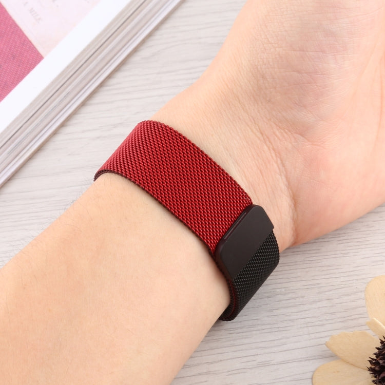 Lisslune | For Apple Watch Series 9&8&7 41mm / SE 3&SE 2&6&SE&5&4 40mm / 3&2&1 38mm Milanese Gradient Stainless Steel Bracelet (Red+Black)
