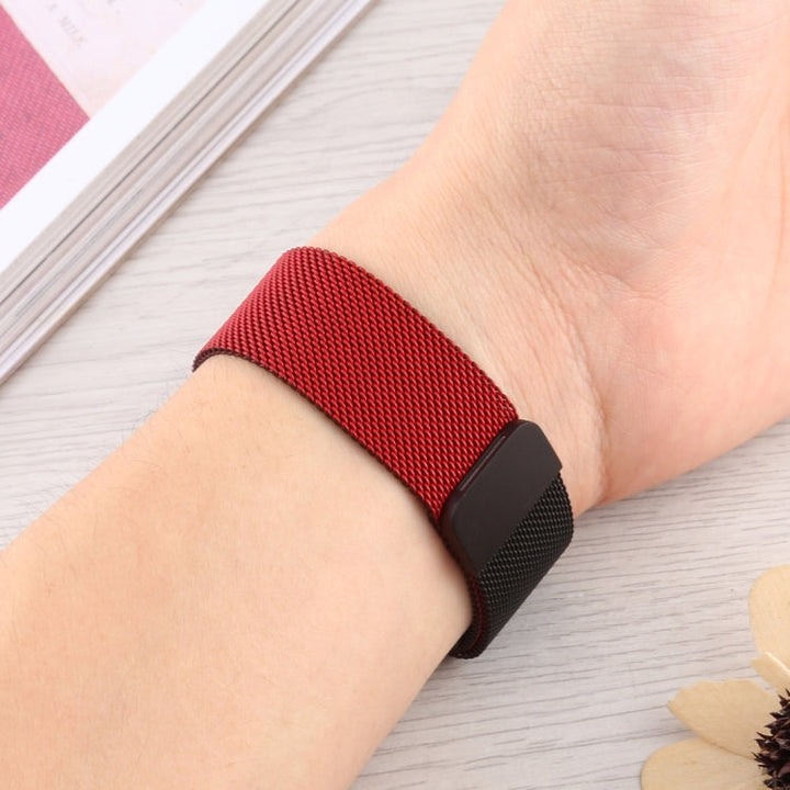 Lisslune | For Apple Watch Series 9&8&7 41mm / SE 3&SE 2&6&SE&5&4 40mm / 3&2&1 38mm Milanese Gradient Stainless Steel Bracelet (Red+Black)