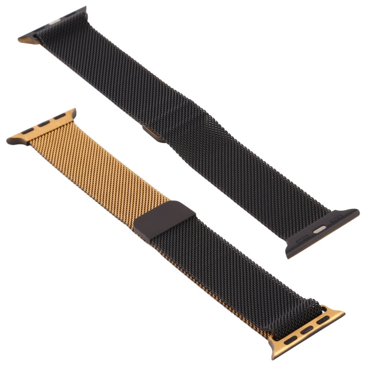 Lisslune | For Apple Watch Ultra 49mm & Watch Ultra 2 49mm / Series 9 & 8 & 7 45mm / SE 3 & SE 2 & 6 & SE & 5 & 4 44mm / 3 & 2 & 1 42mm Milanese Gradient Stainless Steel Watch Band (Black + Gold)