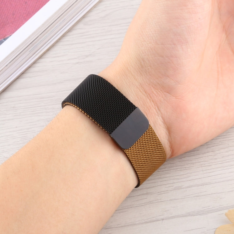 Lisslune | For Apple Watch Ultra 49mm & Watch Ultra 2 49mm / Series 9 & 8 & 7 45mm / SE 3 & SE 2 & 6 & SE & 5 & 4 44mm / 3 & 2 & 1 42mm Milanese Gradient Stainless Steel Watch Band (Black + Gold)