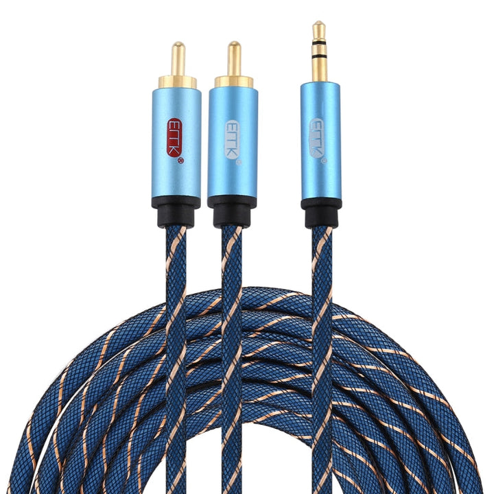 Lisslune | EMK 3.5mm male jack to 2 x RCA male gold-plated plug speaker audio cable, cable length: 5m (Dark Blue)