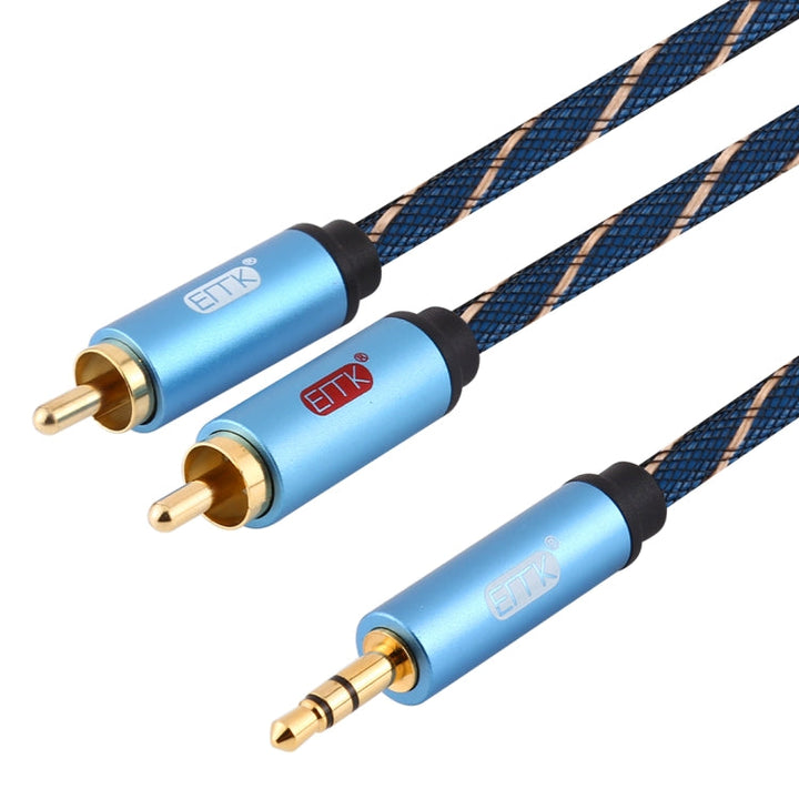 Lisslune | EMK 3.5mm male jack to 2 x RCA male gold-plated plug speaker audio cable, cable length: 5m (Dark Blue)